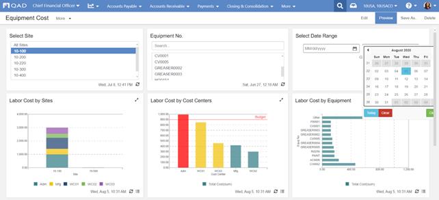 manufacturing equipment, equipment cost, action center, insights, KPIs, metrics, dashboard